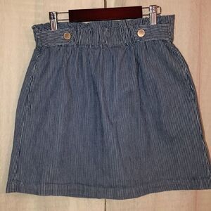 copper key M Dillard’s High Waist Striped Mini Denim Blue White Skirt